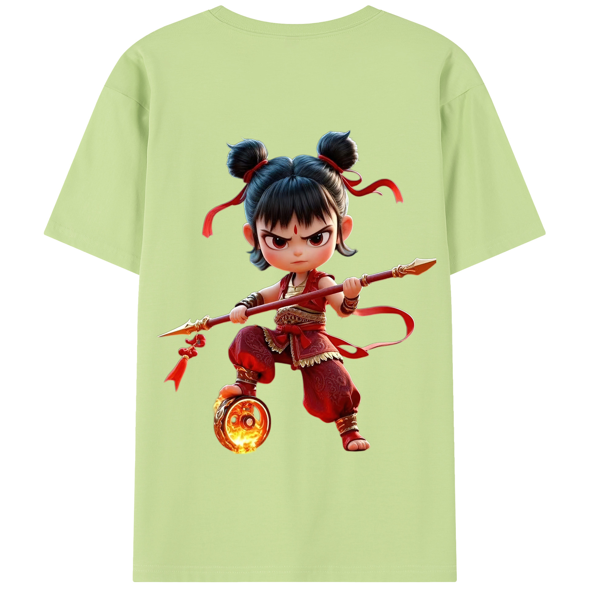 （画像用） Ne Zha 2 ナタ 魔童の大暴れ 綿100％半袖Tシャツ（背面プリント）
